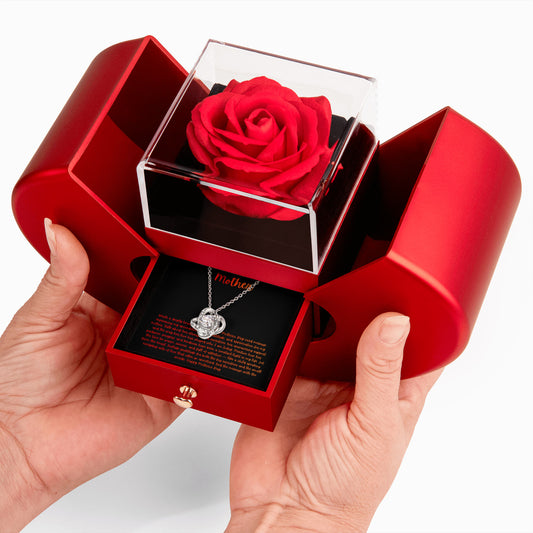 Love Knot Necklace with Red Heart Rose Box
