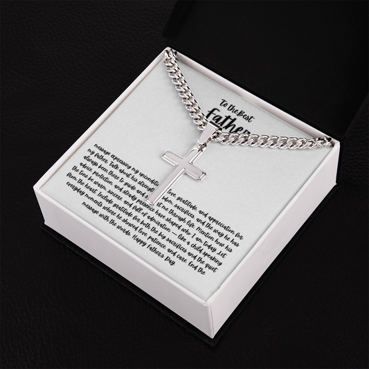 Personalized Cross with Cuban Link Chain