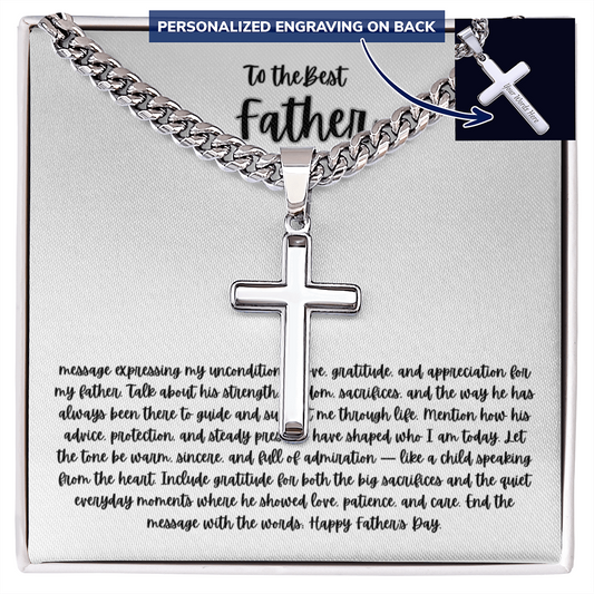 Personalized Cross with Cuban Link Chain